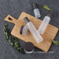 High-grade Cosmetic transparent Frosted glass bottles/jars with BLACK wood grain cap